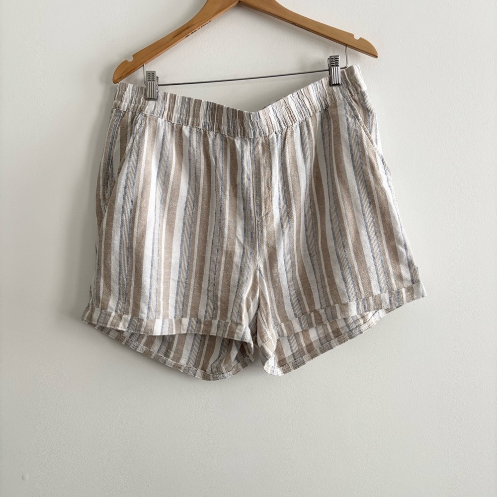 Frank by Frank & Oak Linen Striped High-Waisted Shorts - Picture 2 of 11